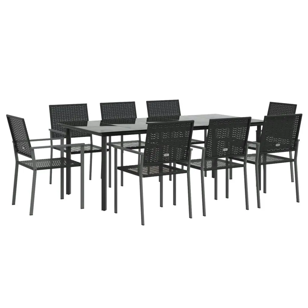 9 Piece Garden Dining Set Poly Rattan and Steel 3187032