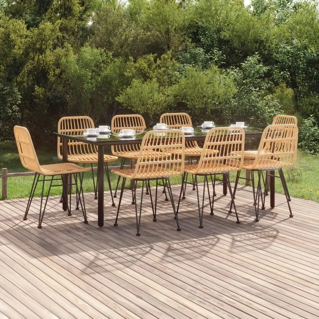 9 Piece Garden Dining Set Poly Rattan 3157893