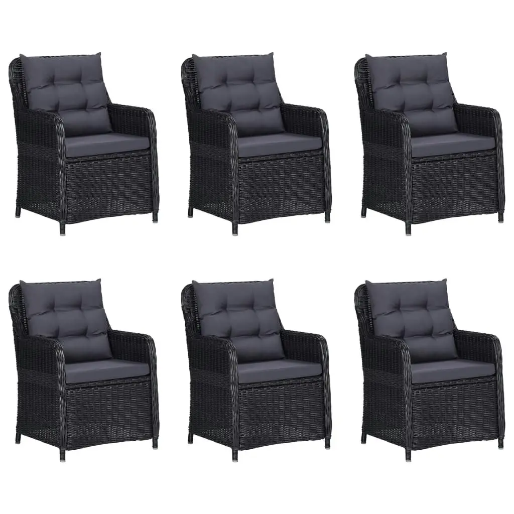 9 Piece Garden Dining Set Poly Rattan Black 3059477