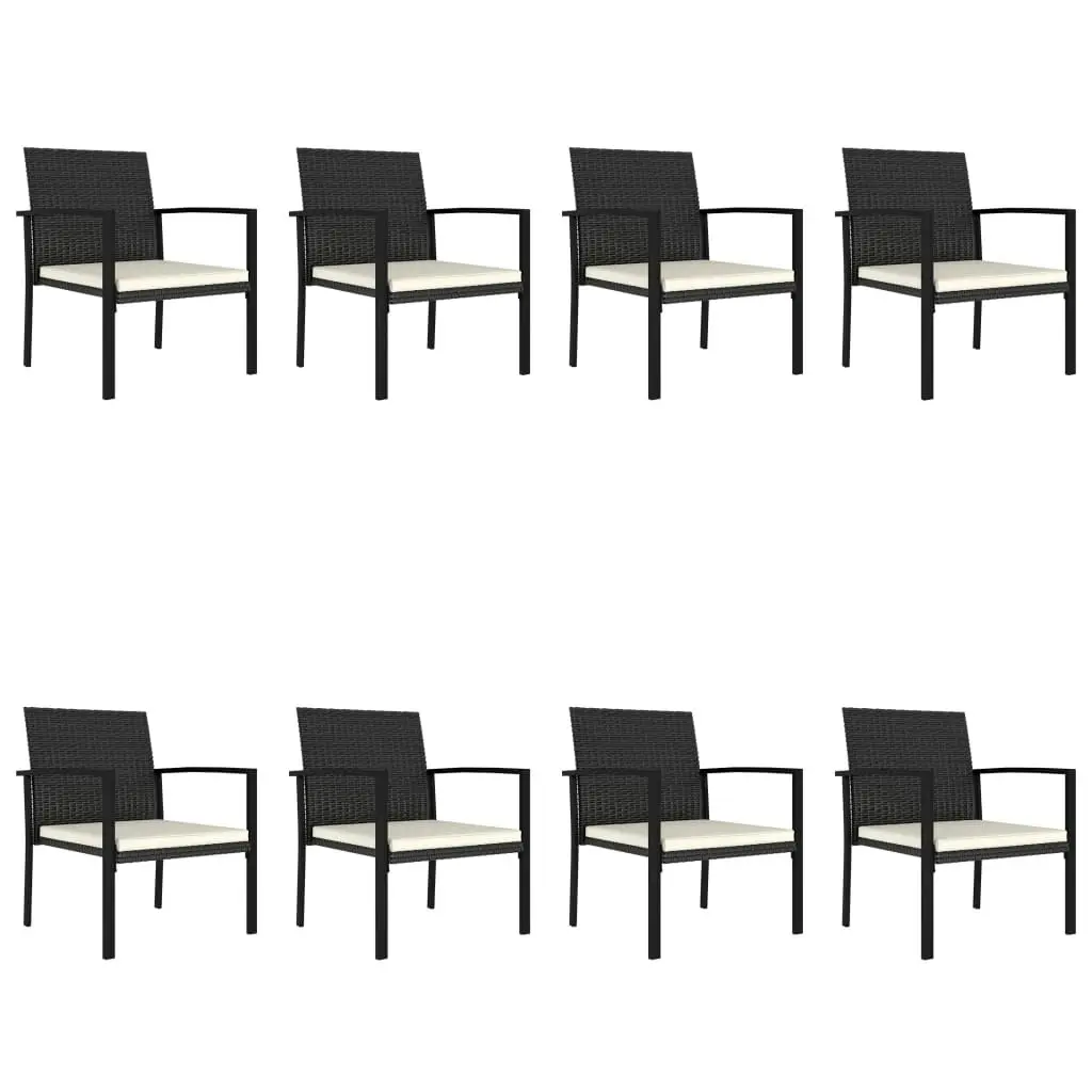 9 Piece Garden Dining Set Poly Rattan Black 3065710