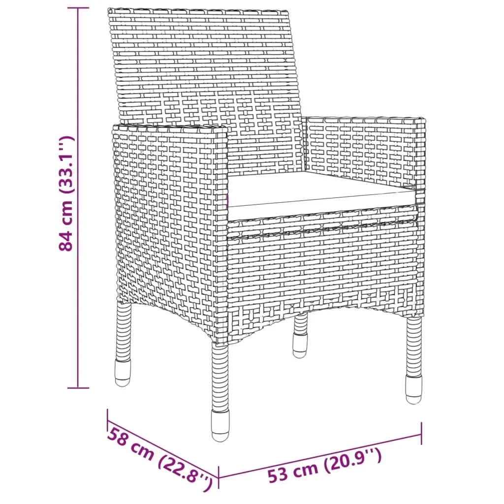 9 Piece Garden Dining Set Poly Rattan Grey 3058453