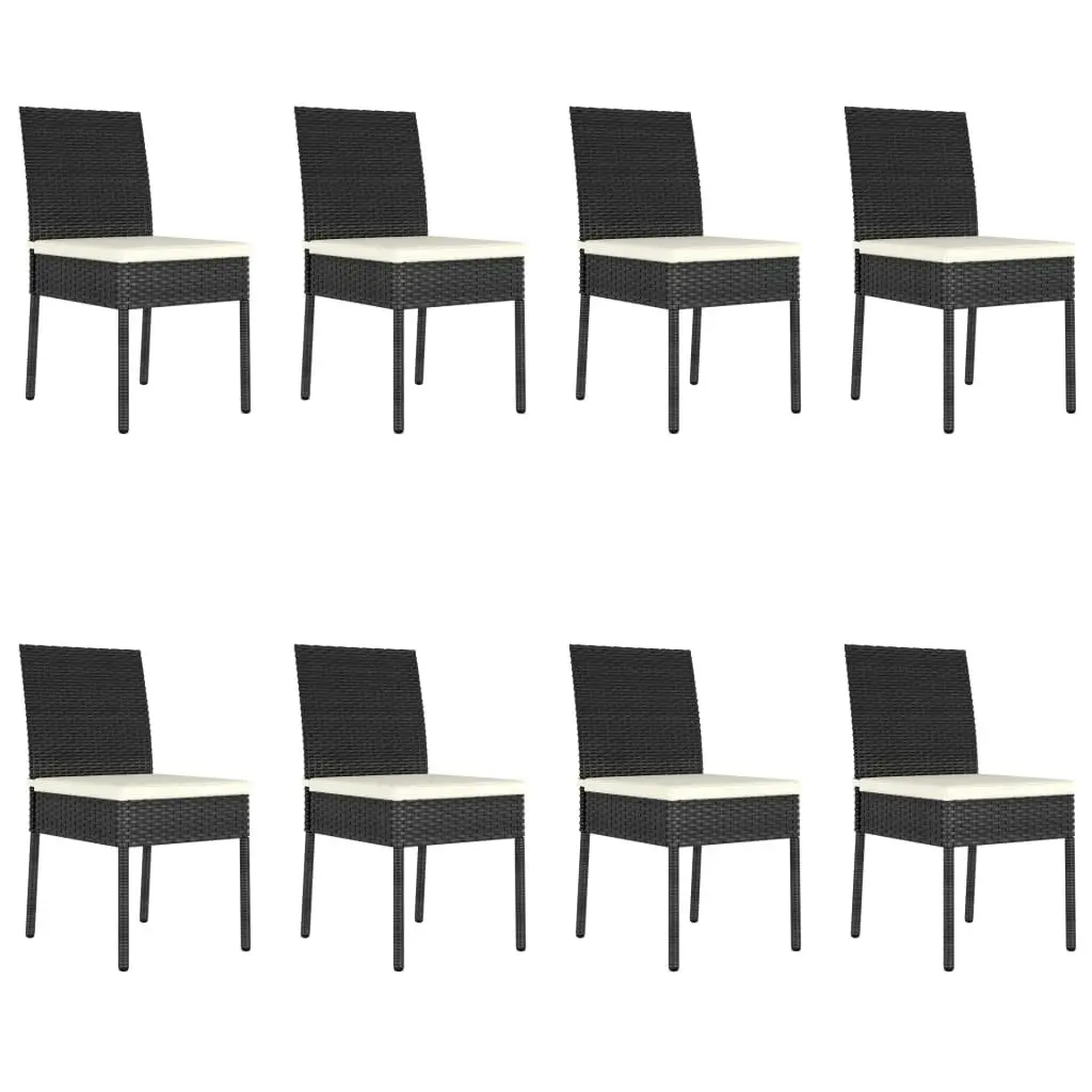 9 Piece Garden Dining Set Poly Rattan Black 3065698