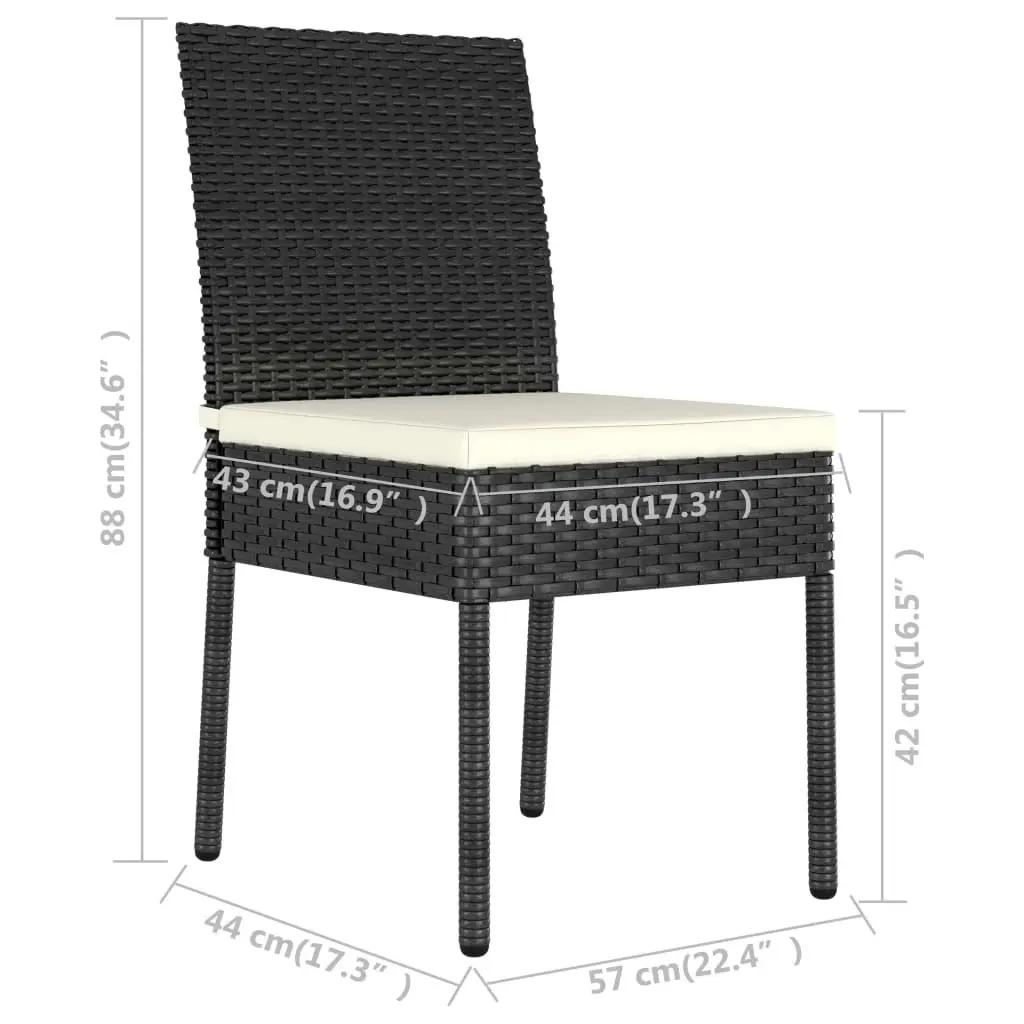 9 Piece Garden Dining Set Poly Rattan Black 3065698