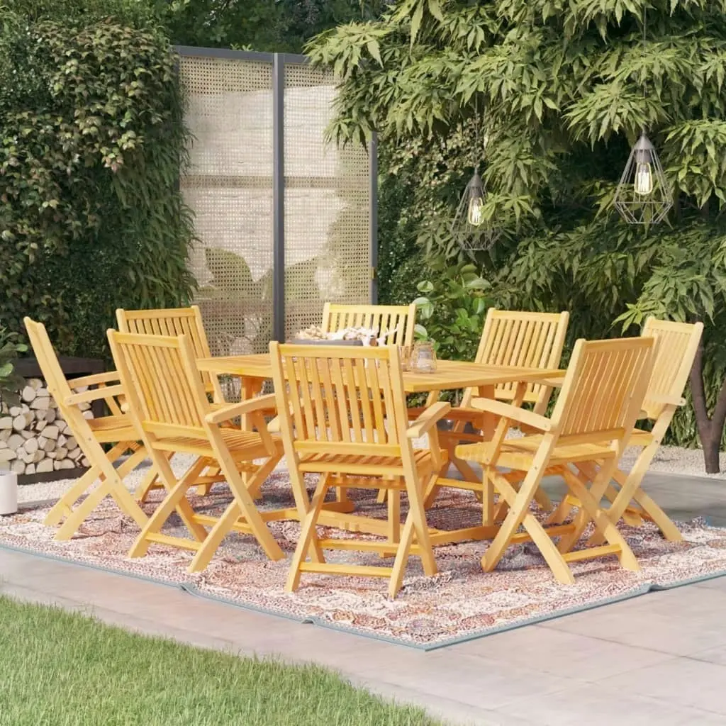 9 Piece Garden Dining Set Solid Teak Wood 3059576