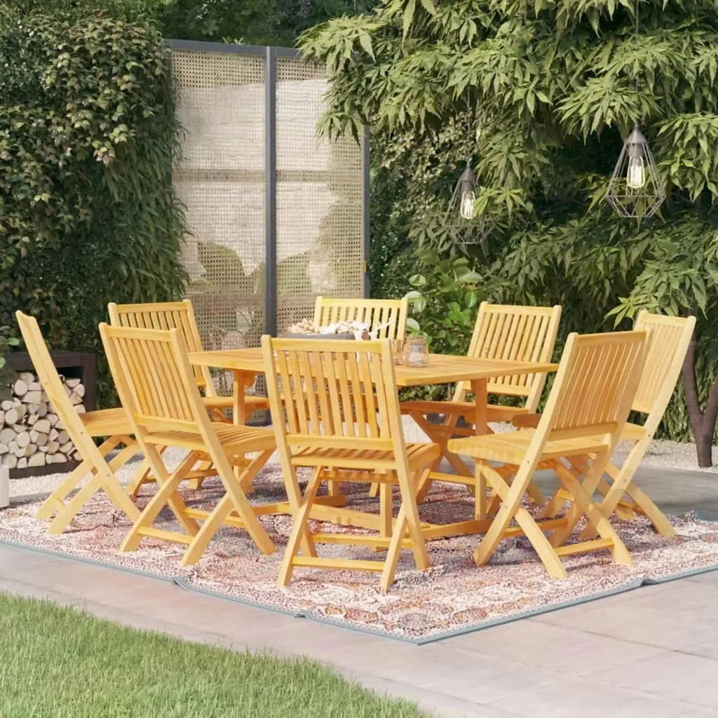 9 Piece Garden Dining Set Solid Teak Wood 3059578