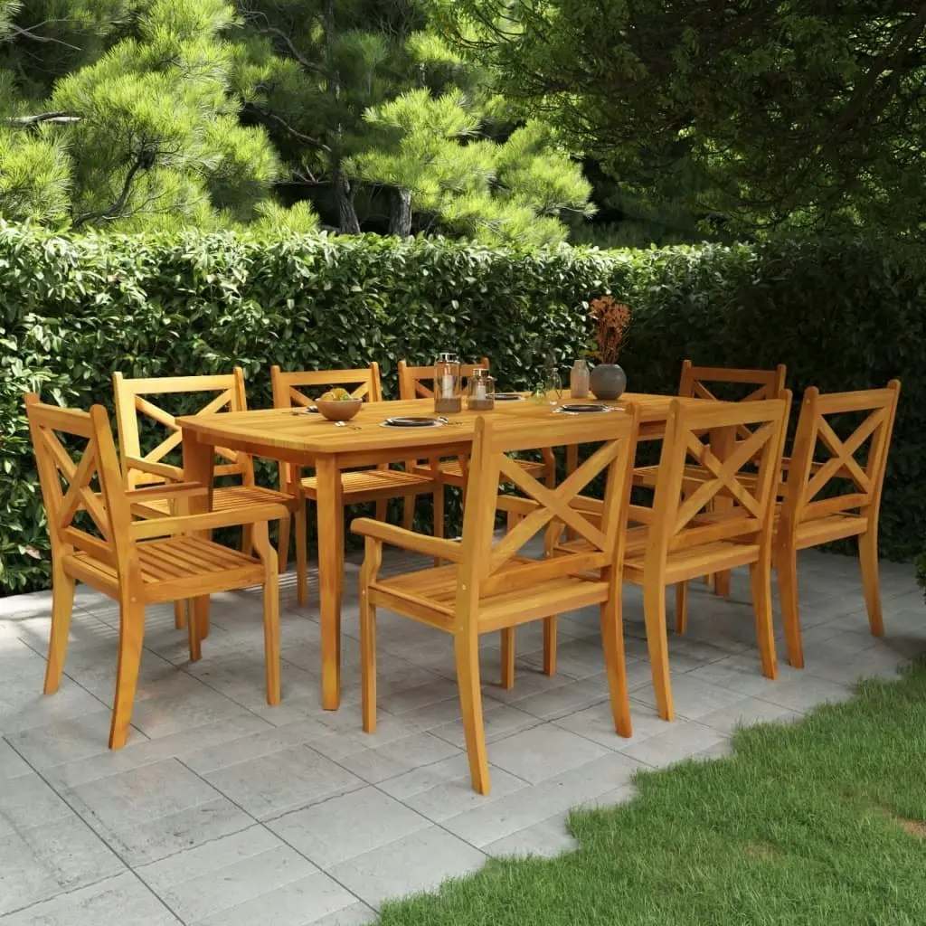 9 Piece Garden Dining Set Solid Wood Acacia 3058006