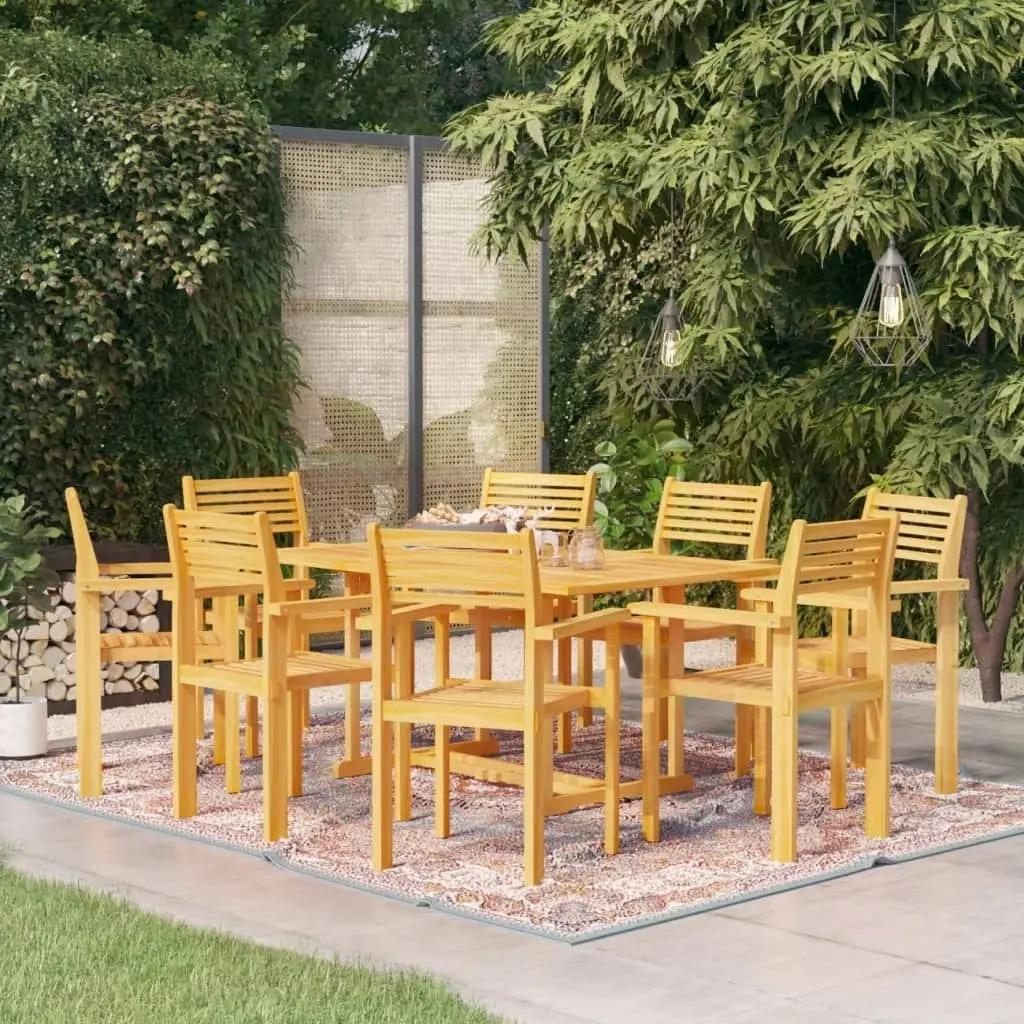 9 Piece Garden Dining Set Solid Teak Wood 3059574