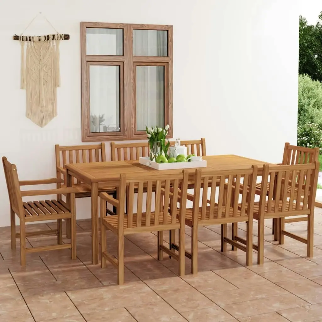 9 Piece Garden Dining Set Solid Teak Wood 3059948