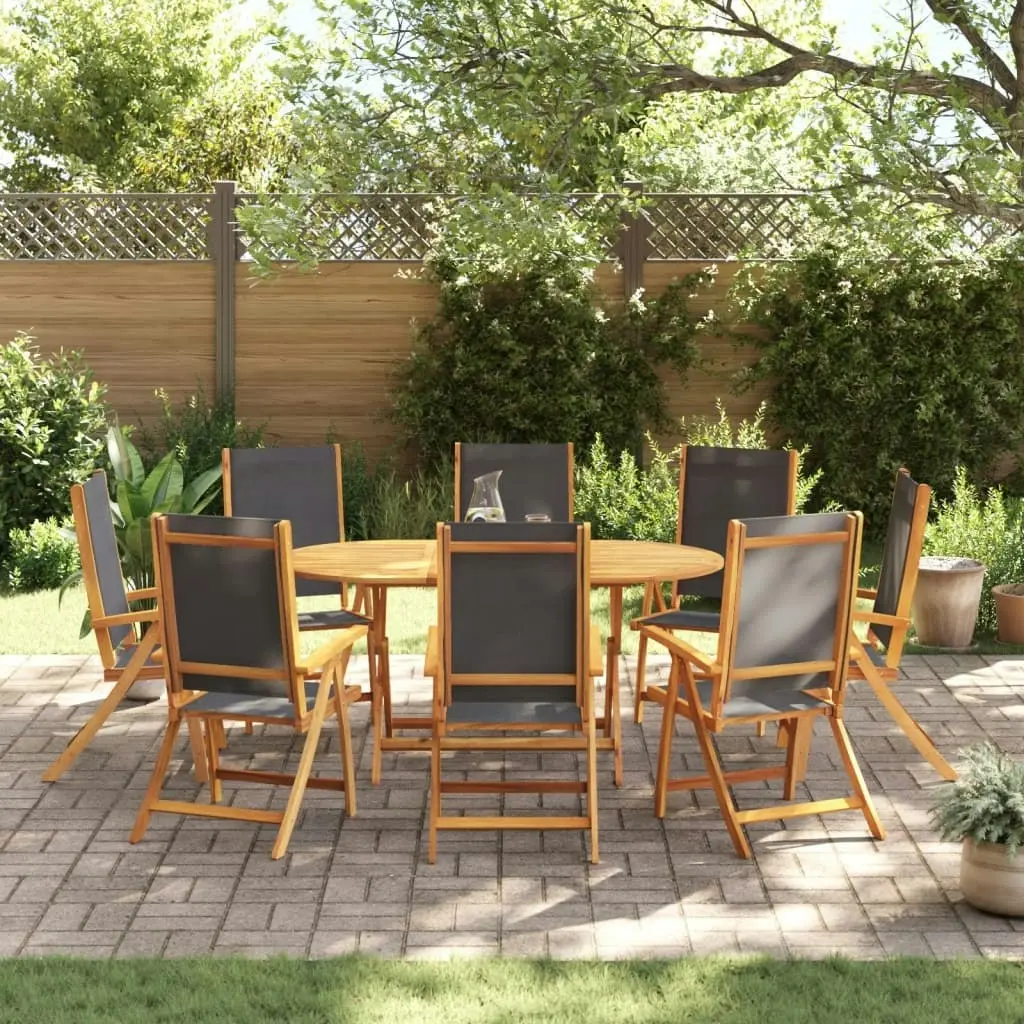 9 Piece Garden Dining Set Solid Wood Acacia and Textilene 3279257