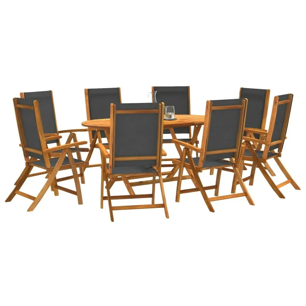 9 Piece Garden Dining Set Solid Wood Acacia and Textilene 3279257