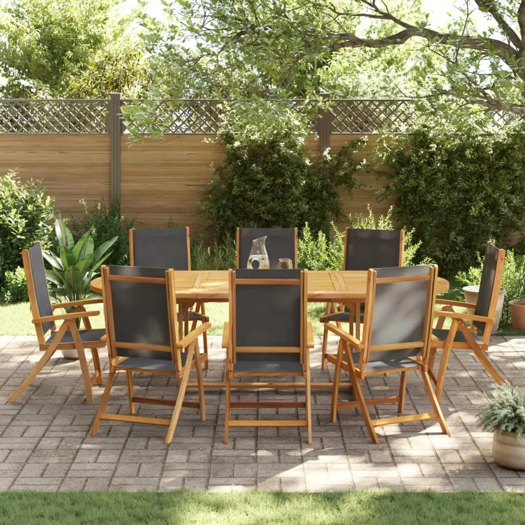 9 Piece Garden Dining Set Solid Wood Acacia and Textilene 3279263