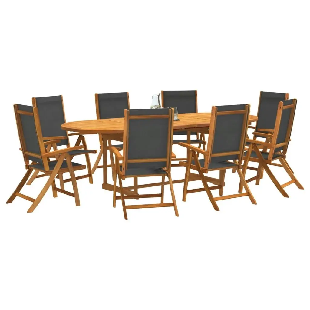 9 Piece Garden Dining Set Solid Wood Acacia and Textilene 3279263