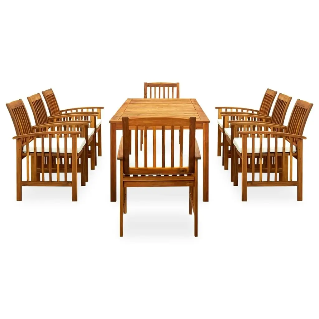 9 Piece Garden Dining Set with Cushions Solid Acacia Wood 3058091