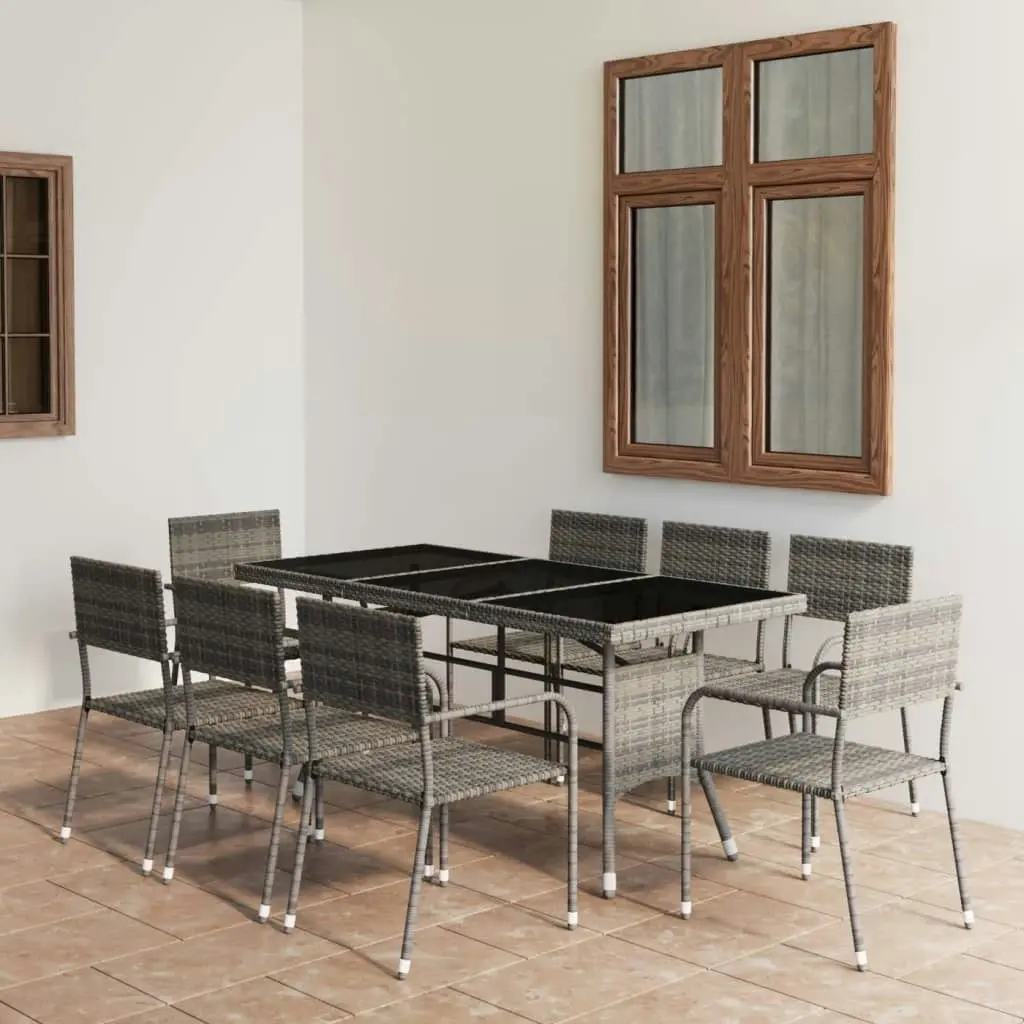 9 Piece Garden Dining Set Poly Rattan Anthracite & Grey 3059451