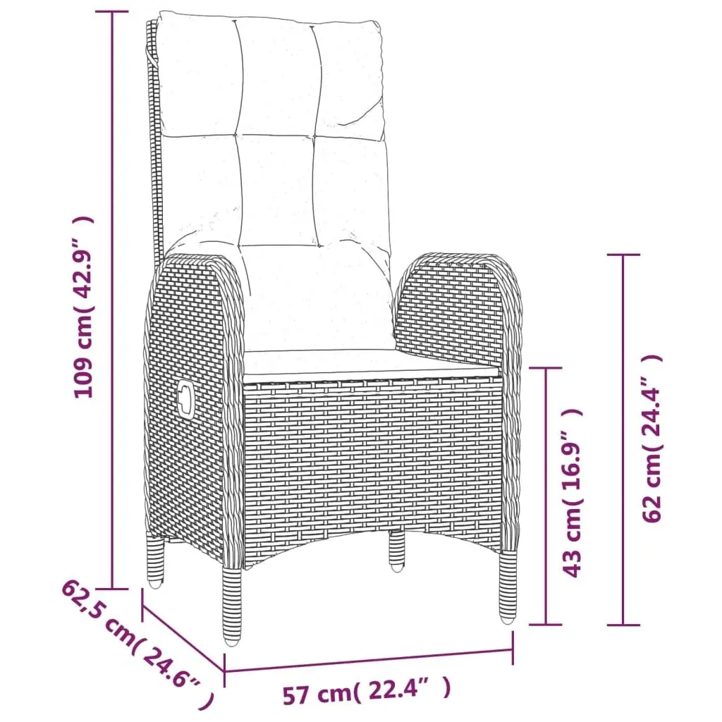 9 Piece Garden Dining Set with Cushions Grey Poly Rattan 3185043