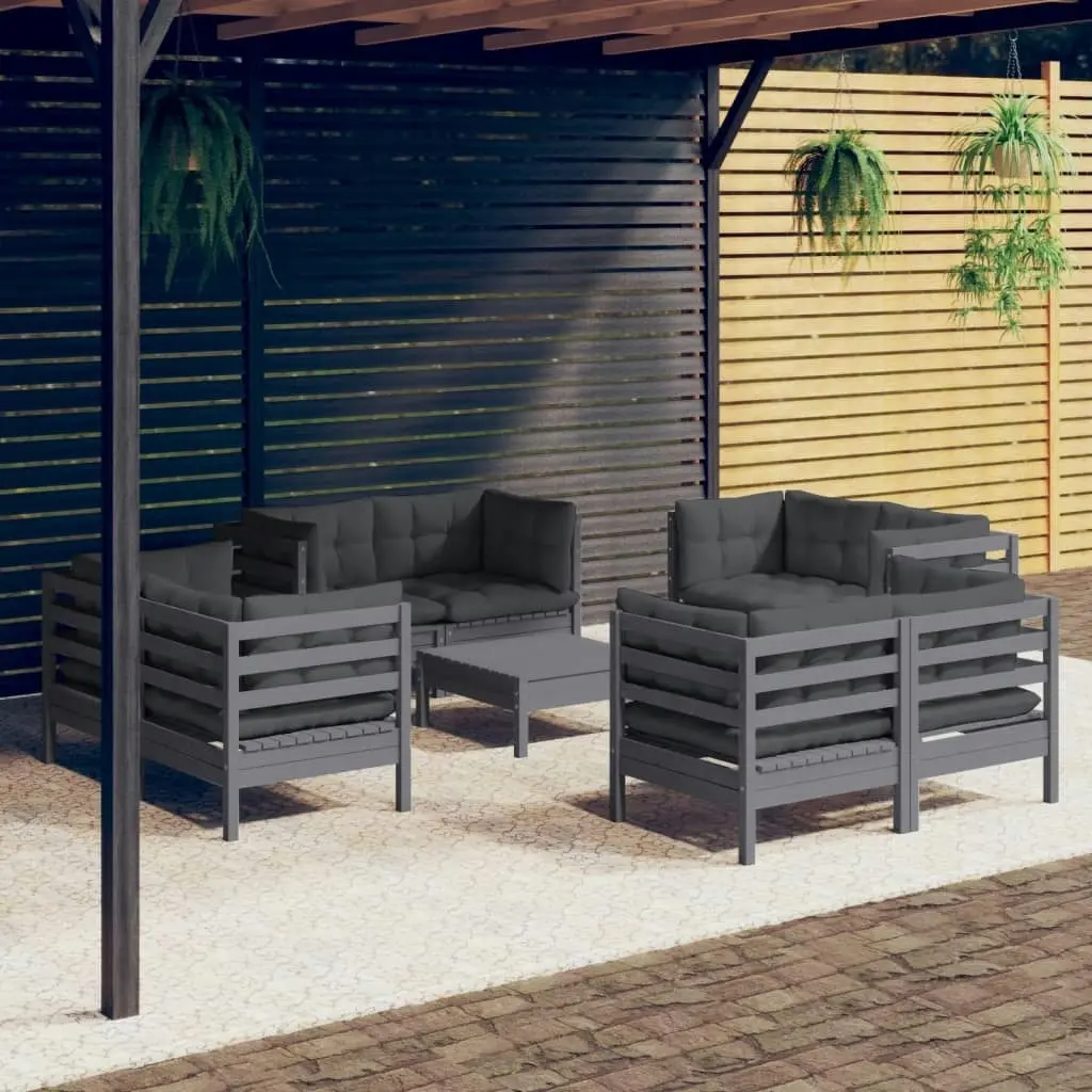 9 Piece Garden Lounge Set with Anthracite Cushions Pinewood 3096066