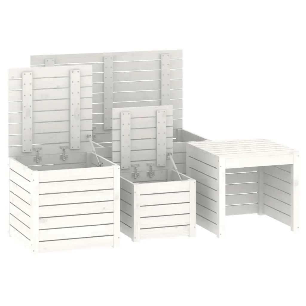 4 Piece Garden Box Set White Solid Wood Pine 3154667