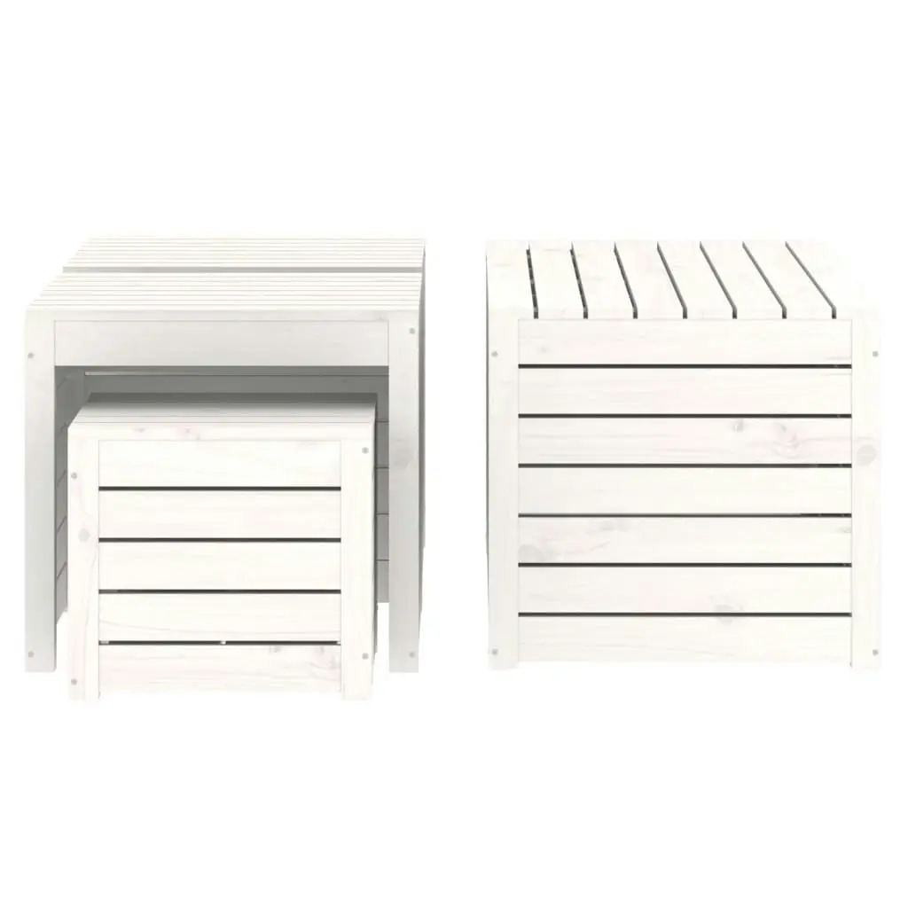 4 Piece Garden Box Set White Solid Wood Pine 3154667