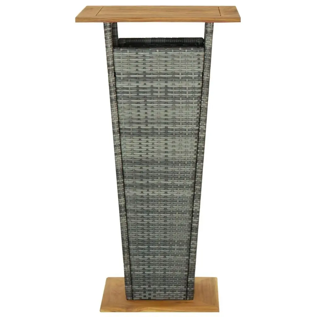 Bar Table Grey 60x60x110 cm Poly Rattan and Solid Acacia Wood 313464