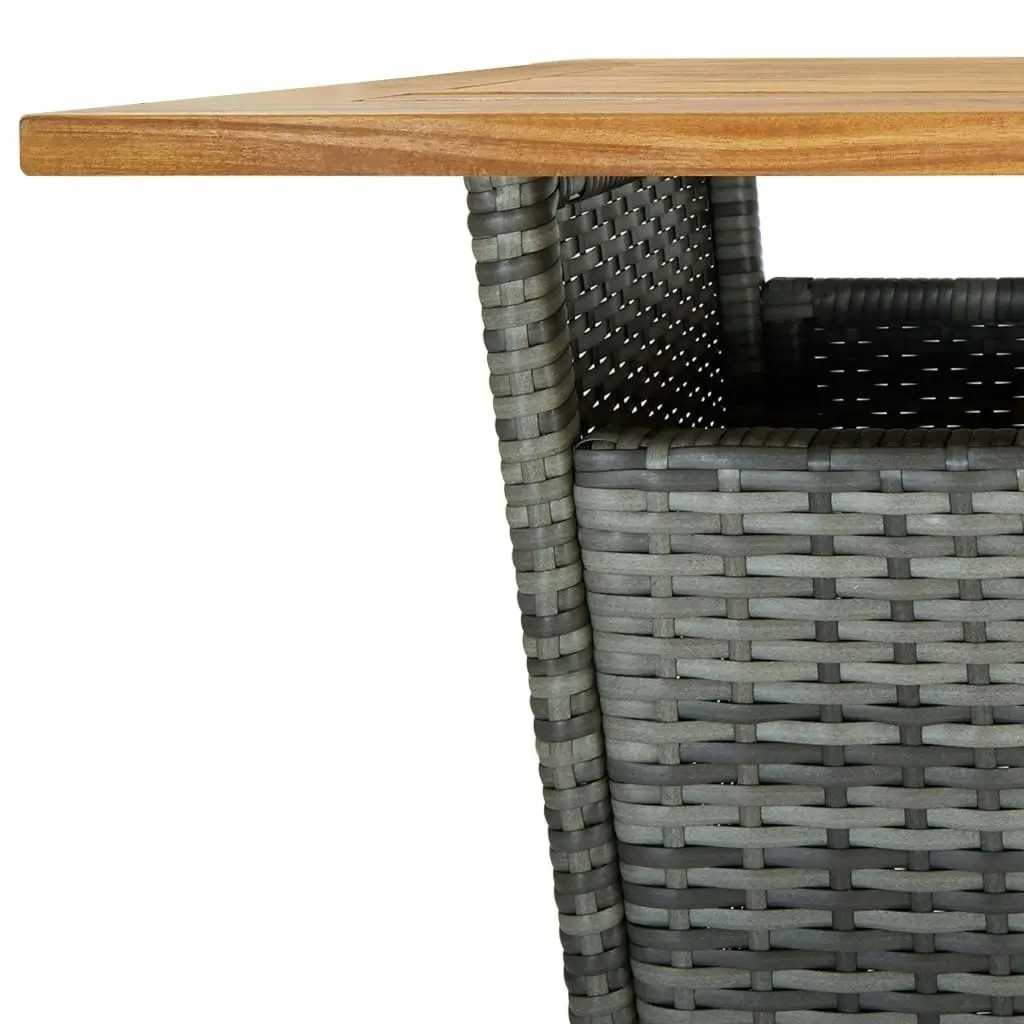 Bar Table Grey 60x60x110 cm Poly Rattan and Solid Acacia Wood 313464