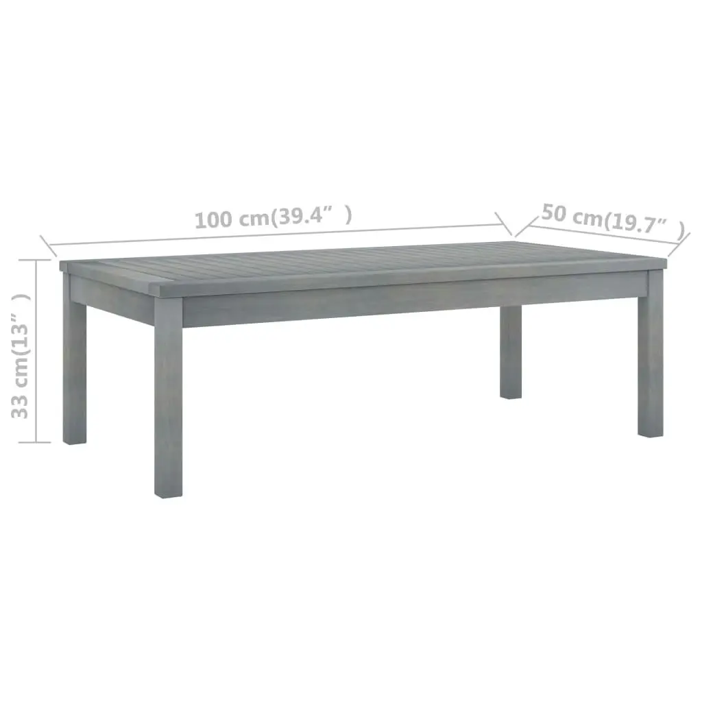 Coffee Table 100x50x33 cm Grey Solid Acacia Wood 311828