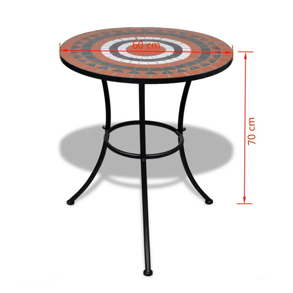 Bistro Table Terracotta and White 60 cm Mosaic 41534