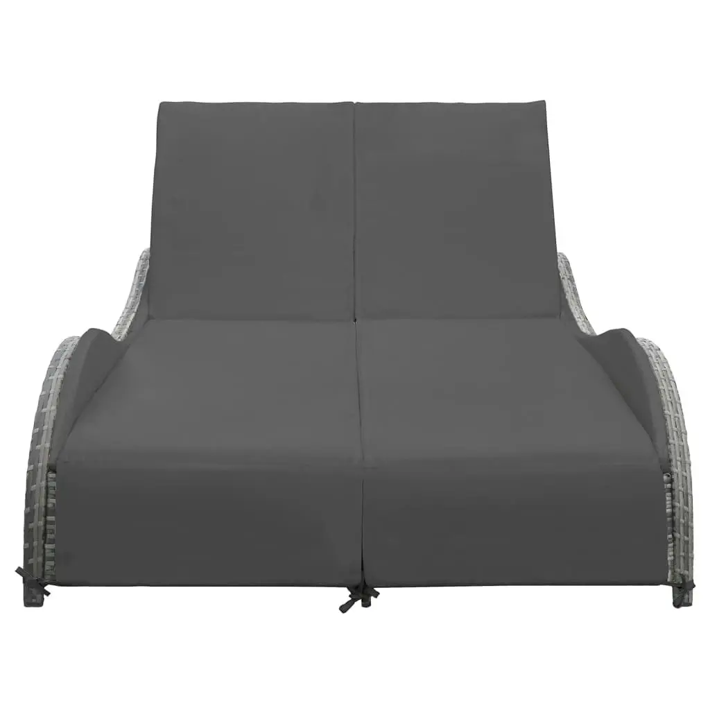 Double Sun Lounger with Cushion Poly Rattan Anthracite 49495