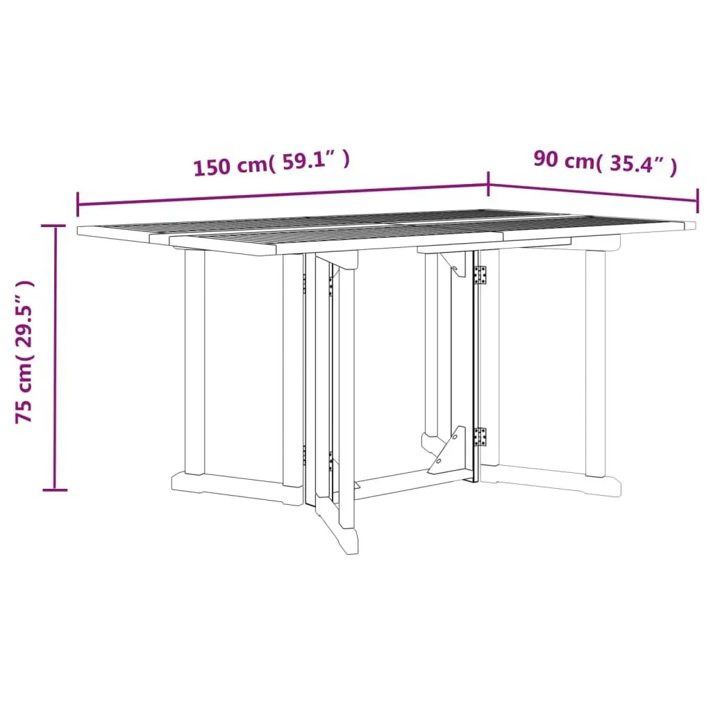 Folding Butterfly Garden Table 150x90x75 cm Solid Wood Teak 362751