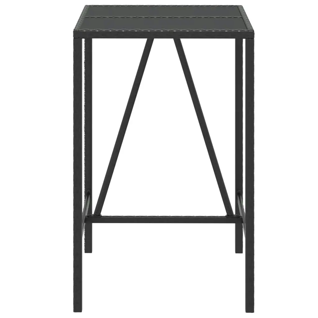 Bar Table with Glass Top Black 70x70x110 cm Poly Rattan 362586