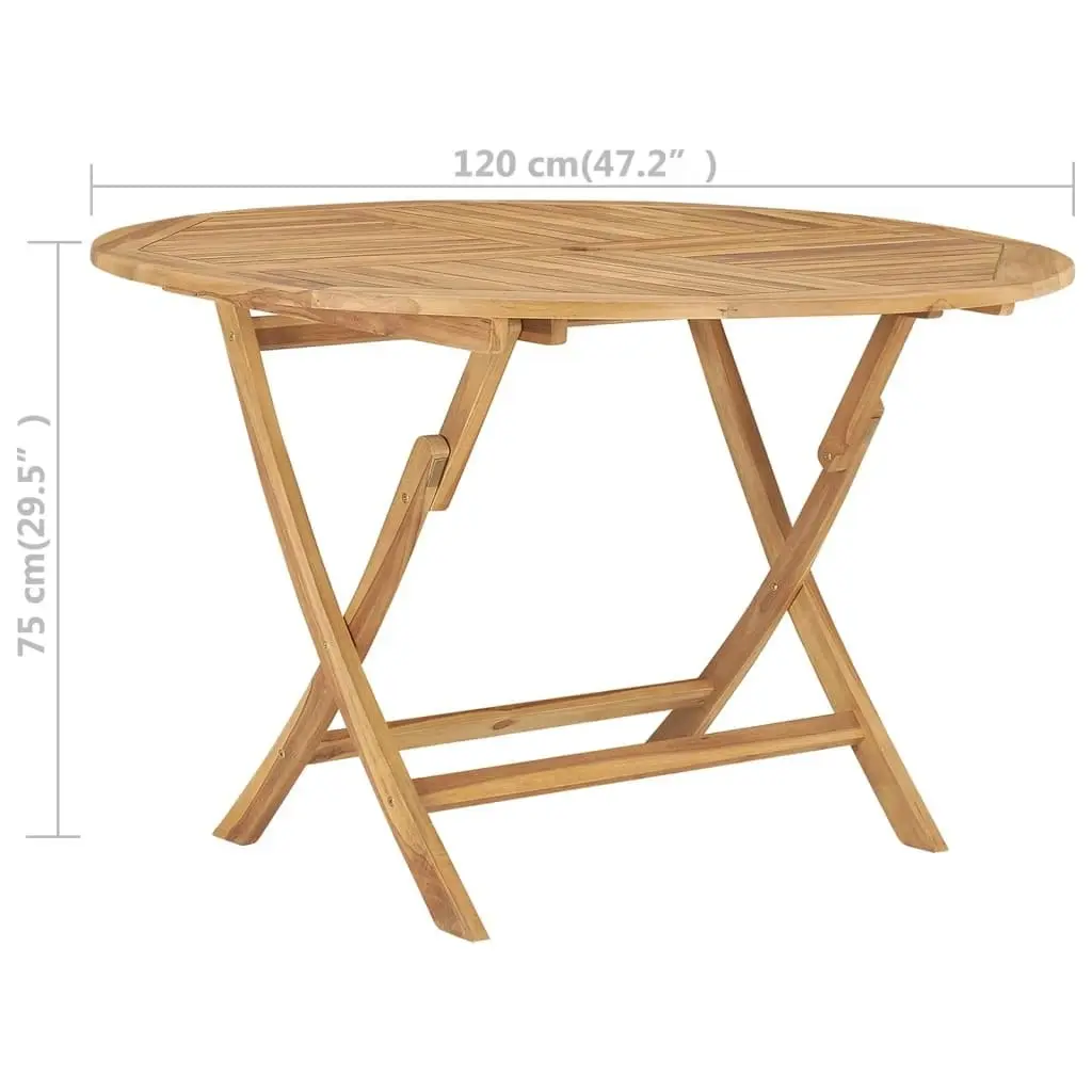 Folding Garden Table Diameter 120 cm Solid Teak Wood 49436