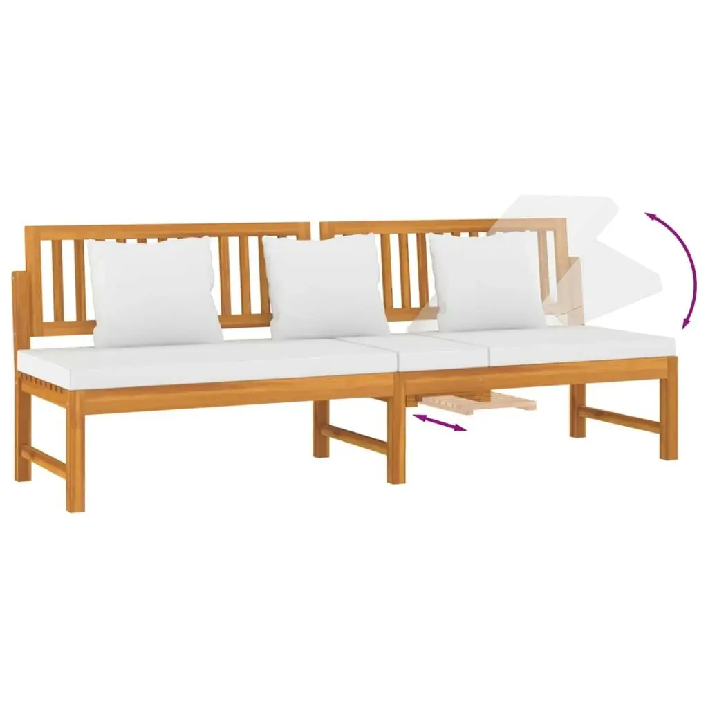 Day Bed with Cream Cushion 200x60x75 cm Solid Wood Acacia 312144