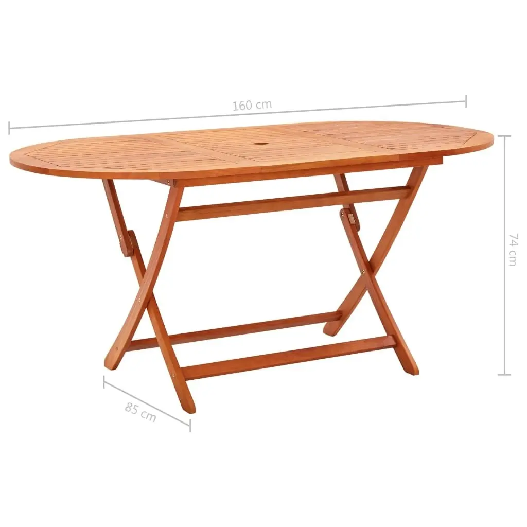 Folding Garden Table 160x85x74 cm Solid Eucalyptus Wood 48703