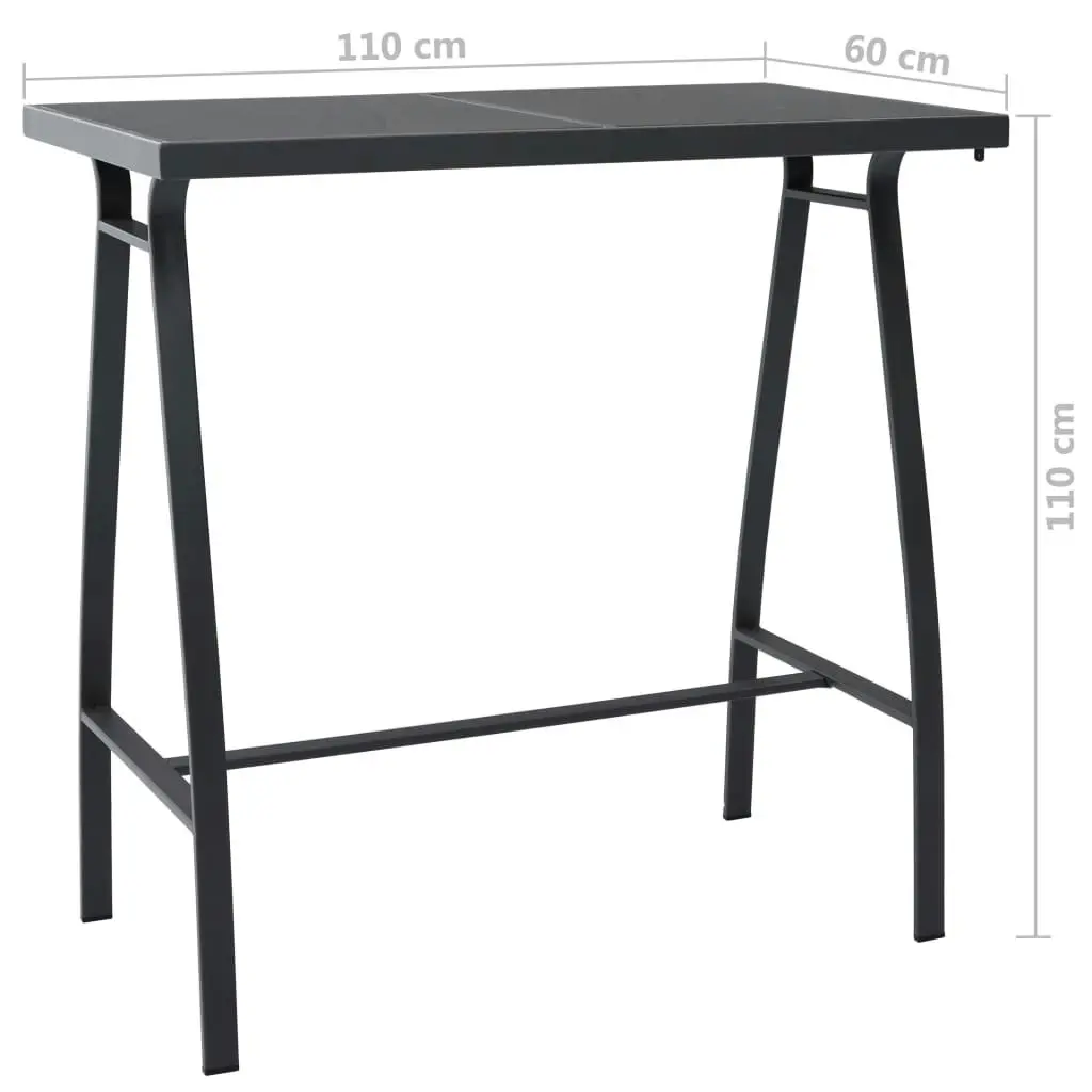 Garden Bar Table Black 110x60x110 cm Tempered Glass 48121