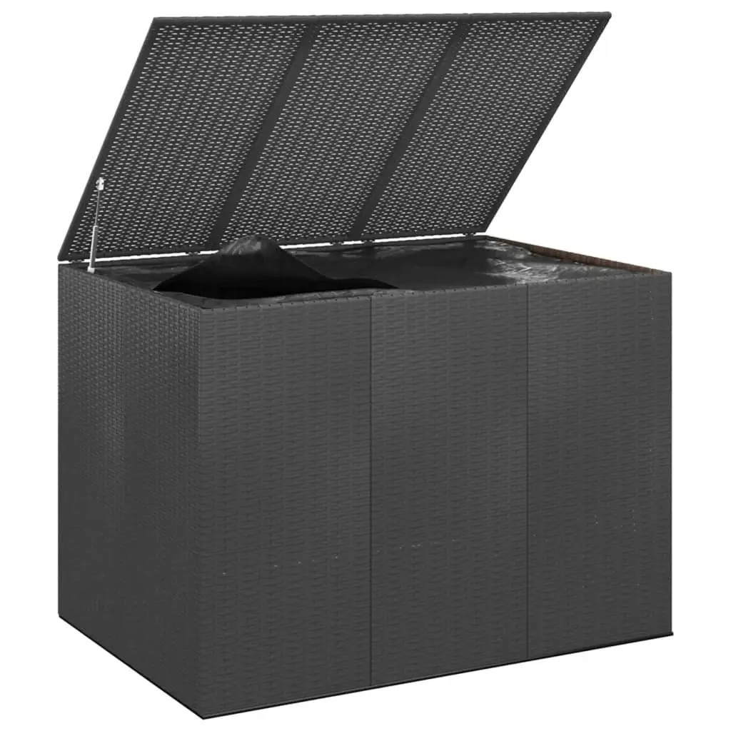 Garden Cushion Box PE Rattan 145x100x103 cm Black 317229