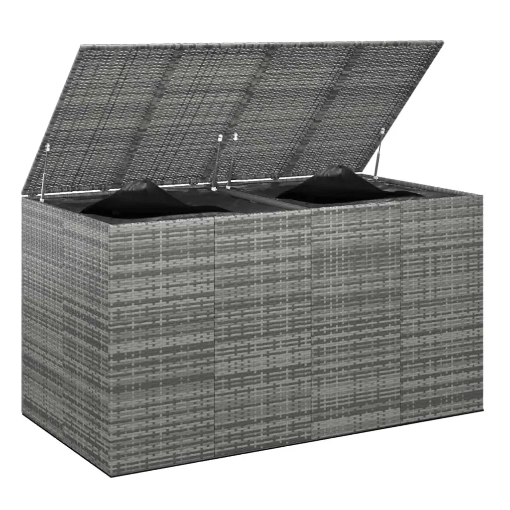 Garden Cushion Box PE Rattan 194x100x103 cm Grey 317234