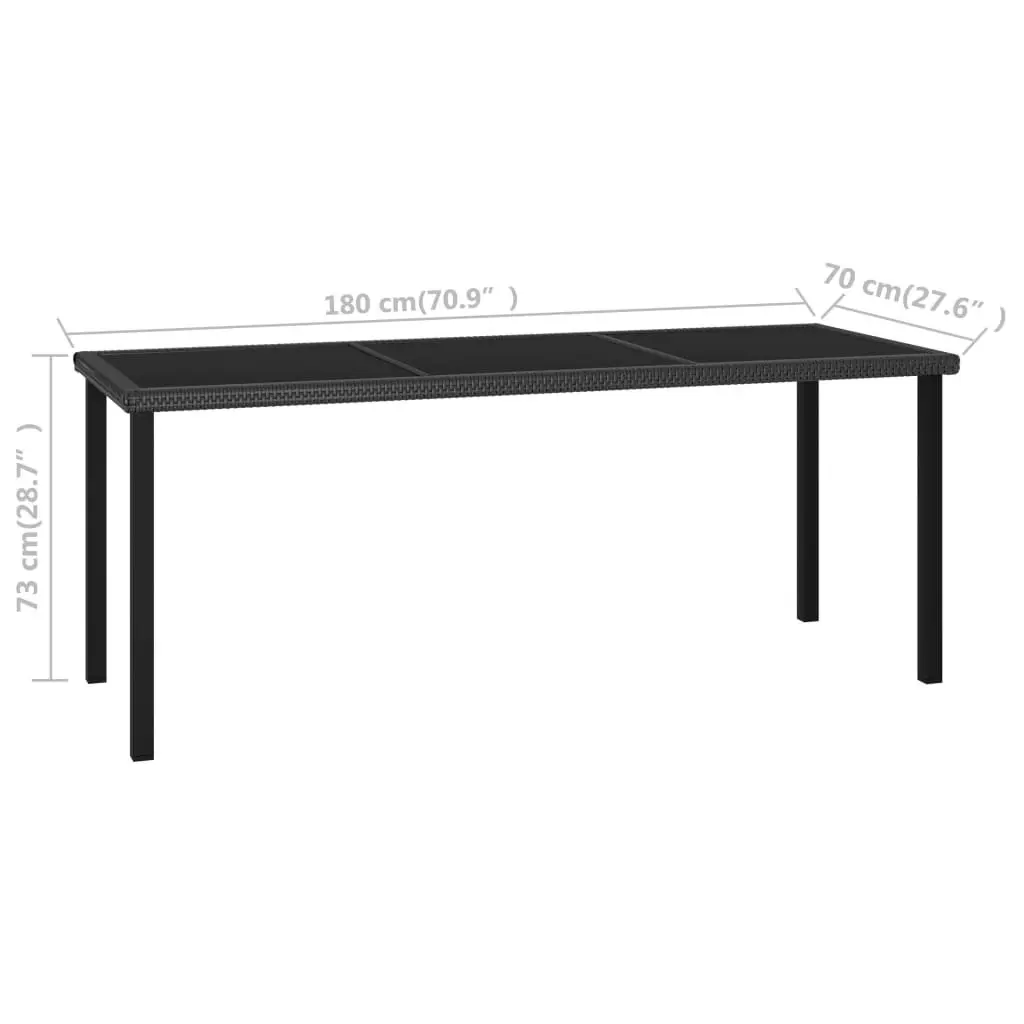 Garden Dining Table Black 180x70x73 cm Poly Rattan 315116