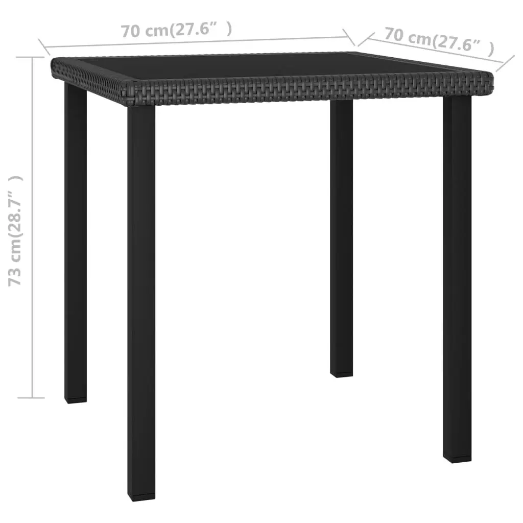 Garden Dining Table Black 70x70x73 cm Poly Rattan 315114