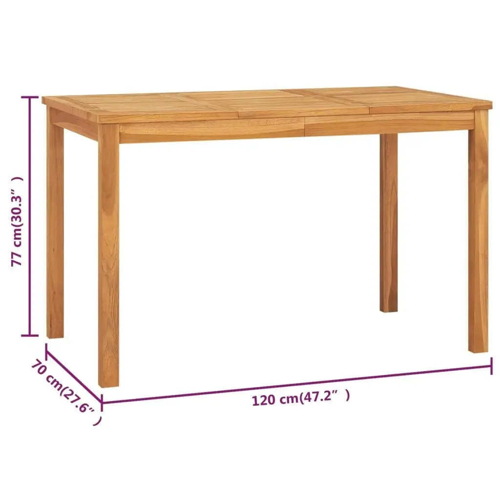 Garden Dining Table 120x70x77 cm Solid Teak Wood 316630