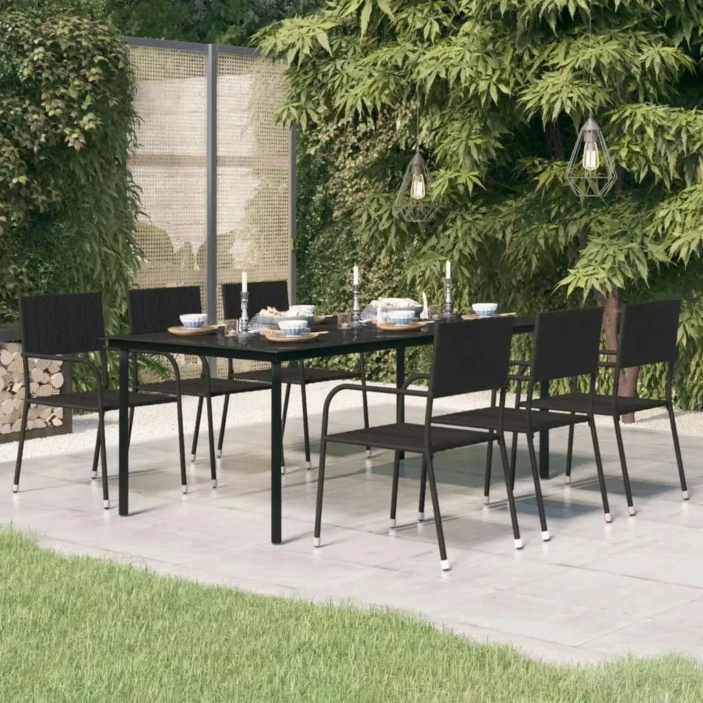 Garden Dining Table Black 200x100x74 cm Steel and Glass 3100107