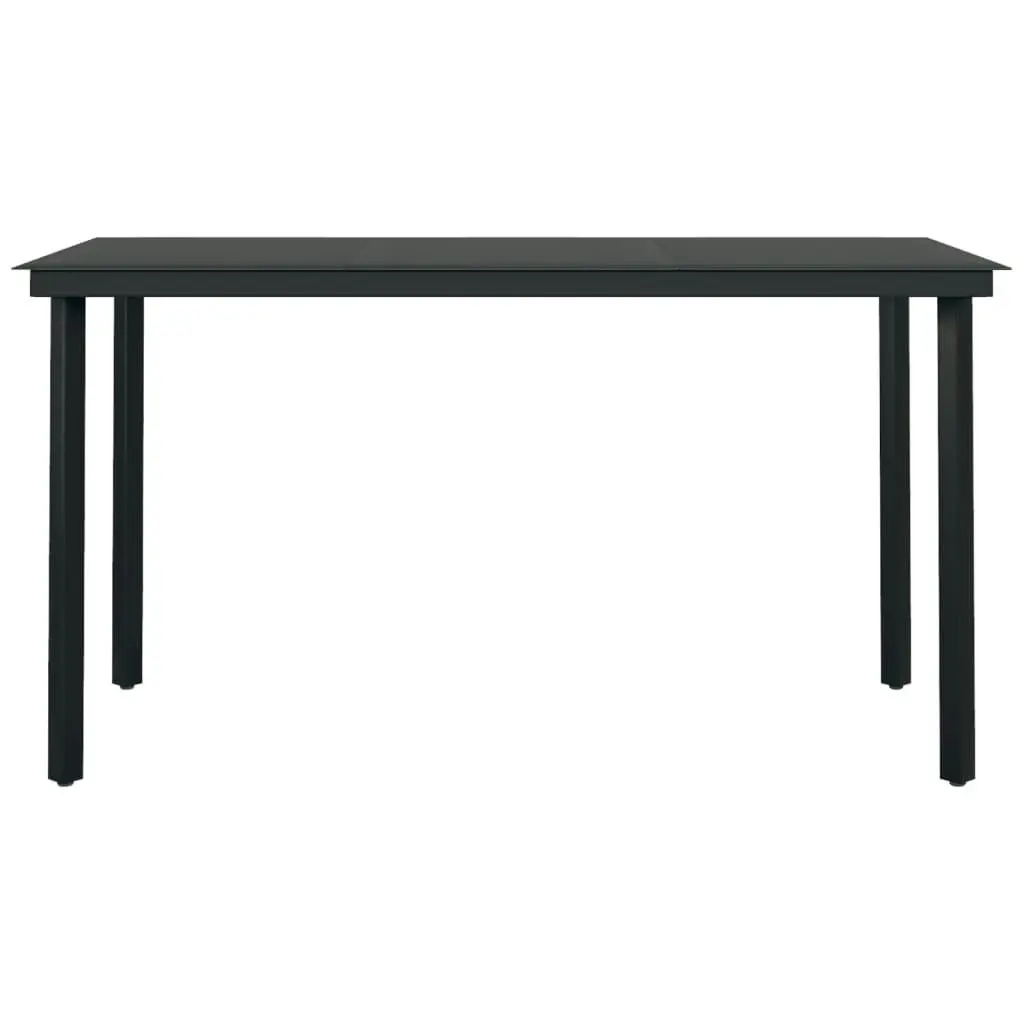 Garden Dining Table Black 140x70x74 cm Steel and Glass 318747