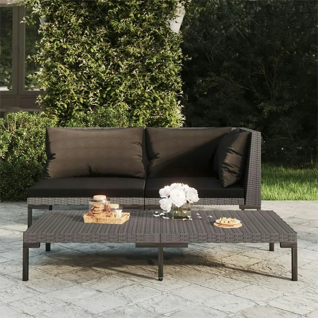 Garden Coffee Table Dark Grey Half Round Poly Rattan 318599