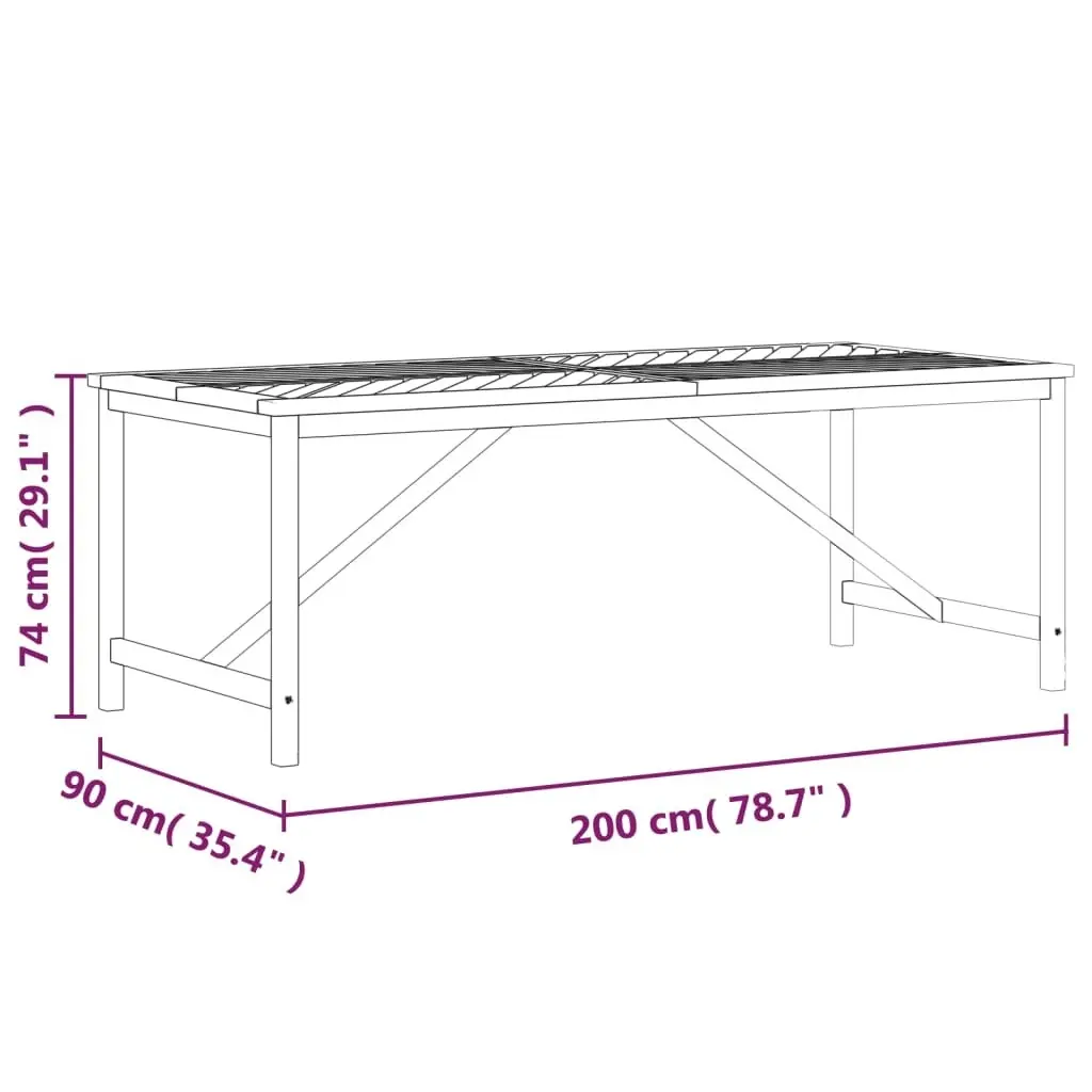 Garden Dining Table 200x90x74 cm Solid Wood Acacia 362242