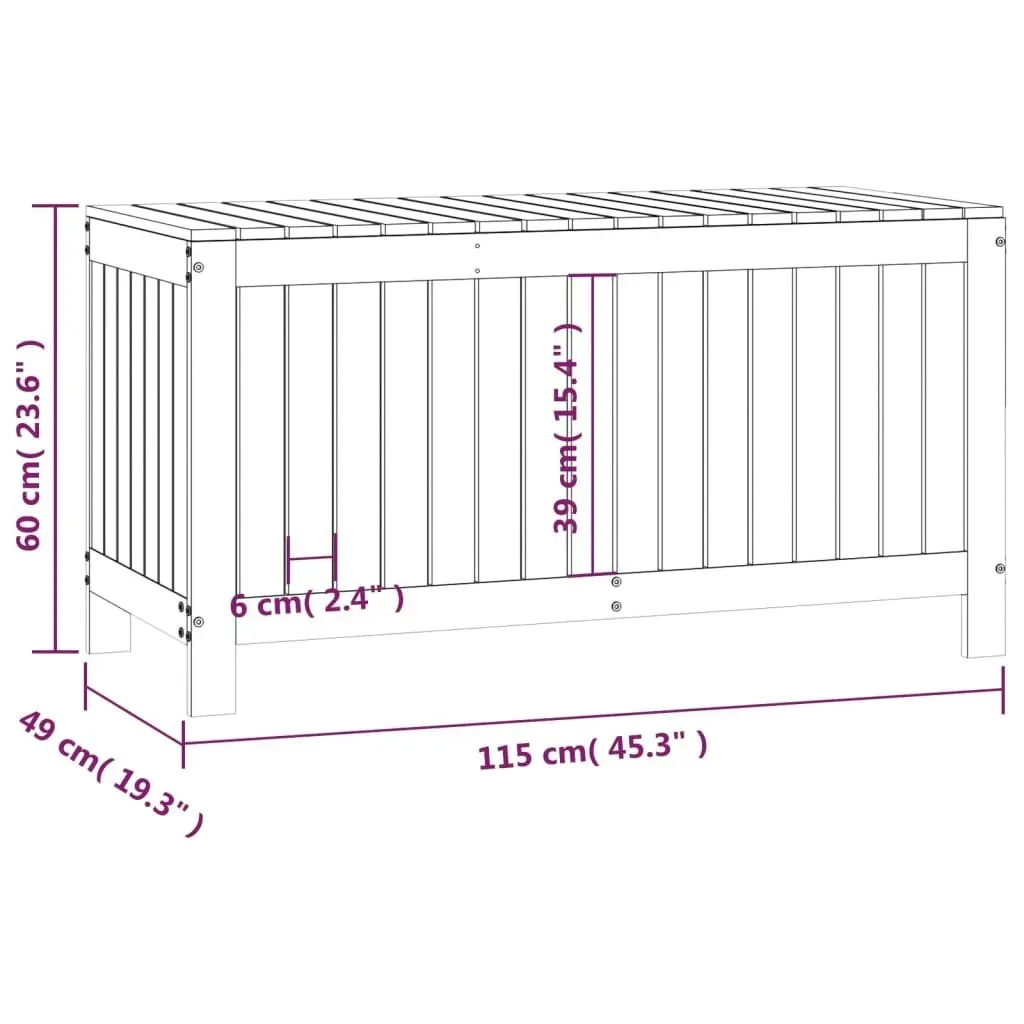 Garden Storage Box White 115x49x60 cm Solid Wood Pine 823837