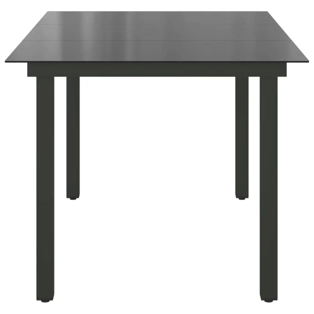 Garden Table Black 150x90x74 cm Aluminium and Glass 42788