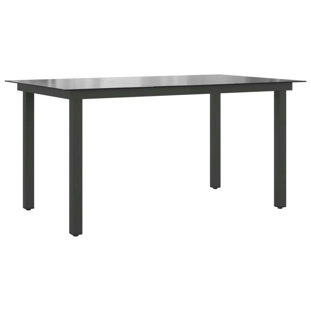 Garden Table Black 150x90x74 cm Aluminium and Glass 42788