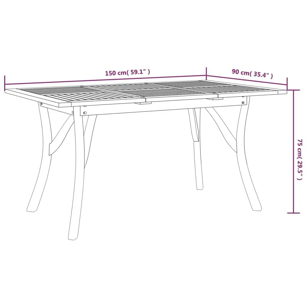 Garden Table 150x90x75 cm Solid Wood Acacia 363308