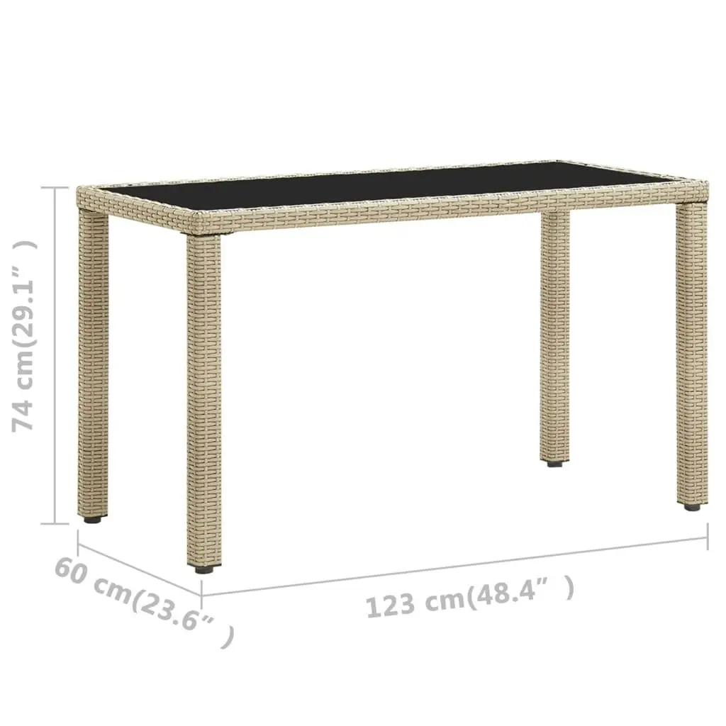 Garden Table Beige 123x60x74 cm Poly Rattan 46449