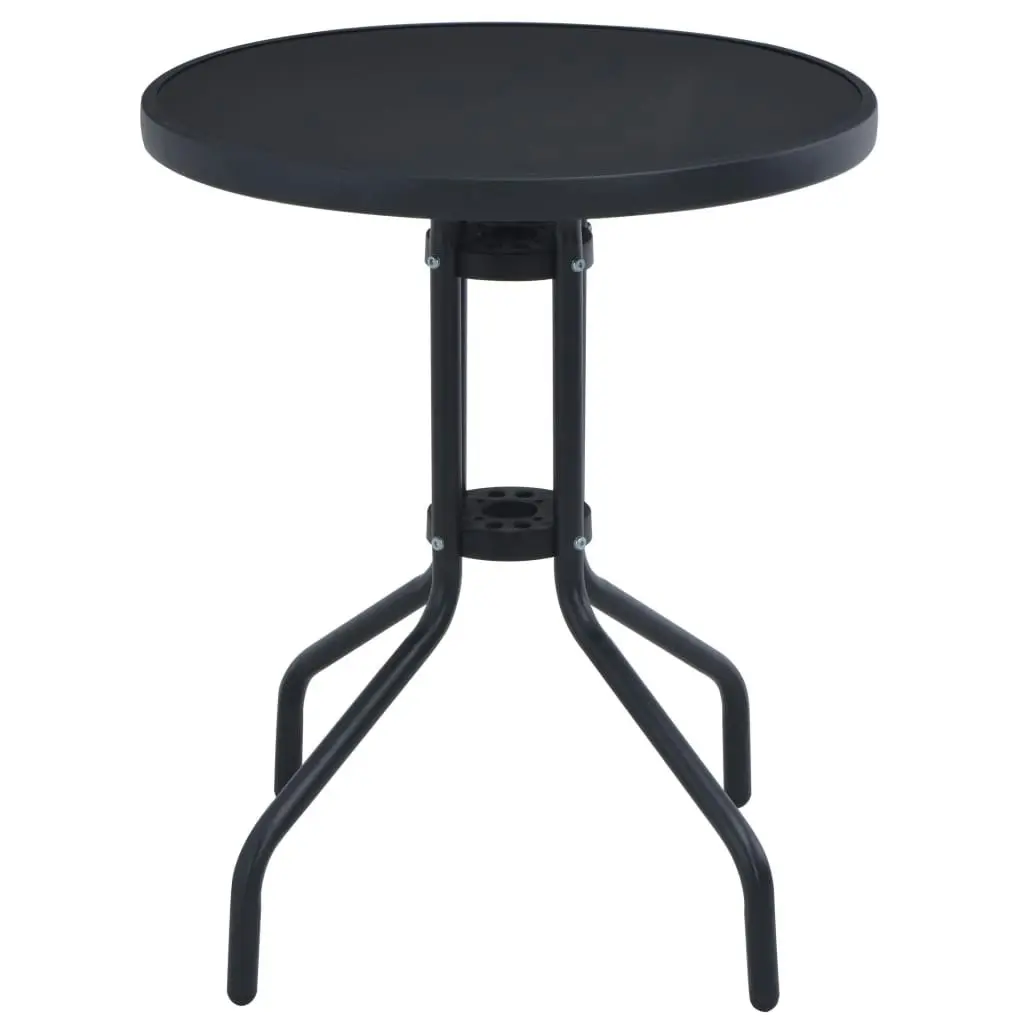 Garden Table Black 80 cm Steel and Glass 47253