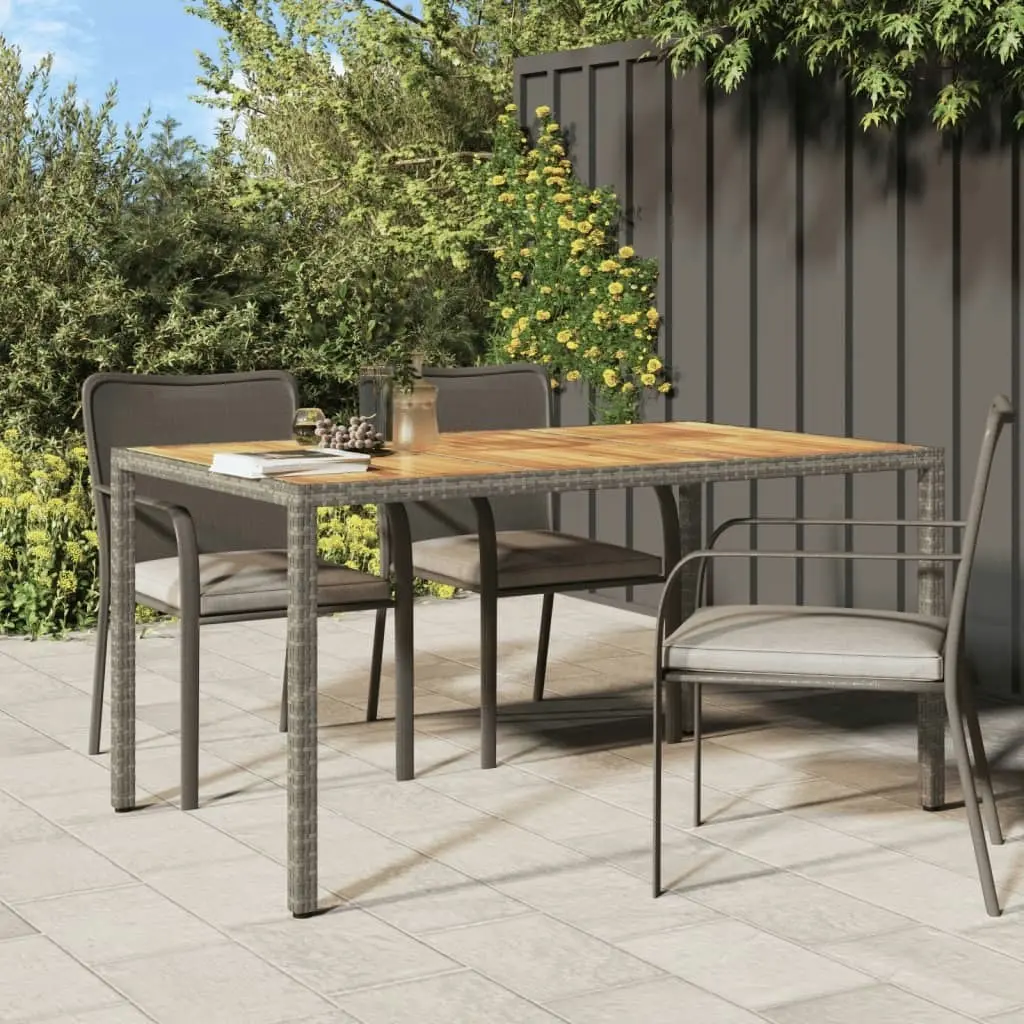 Garden Table 150x90x75 cm Poly Rattan and Acacia Wood Grey 316721