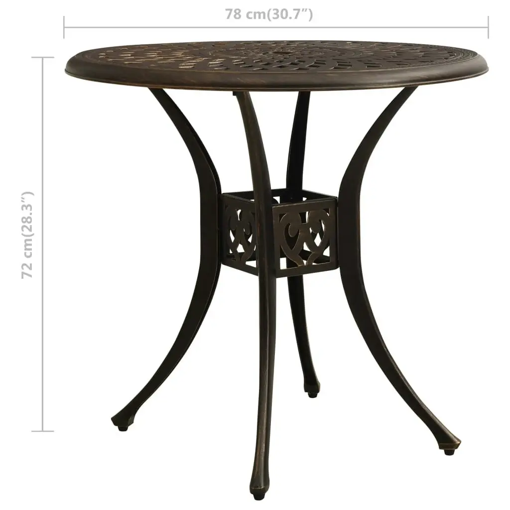 Garden Table Bronze 78x78x72 cm Cast Aluminium 315582